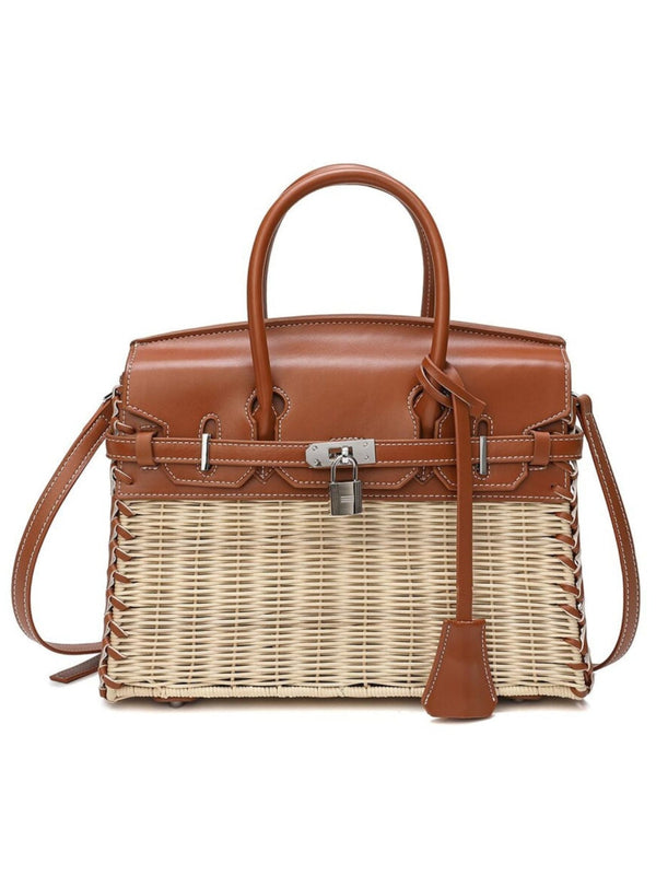 Bolsa em palha e couro Brigitte