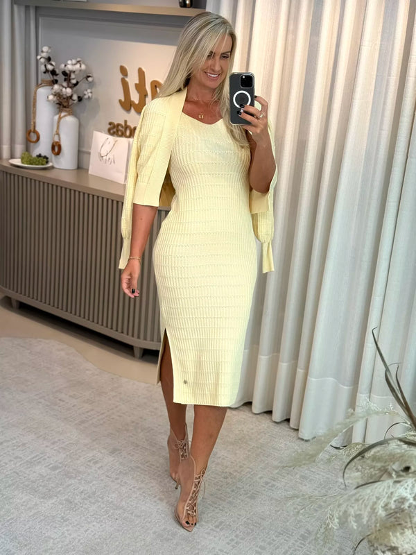 Vestido Midi Biamar De Algodão Amarelo