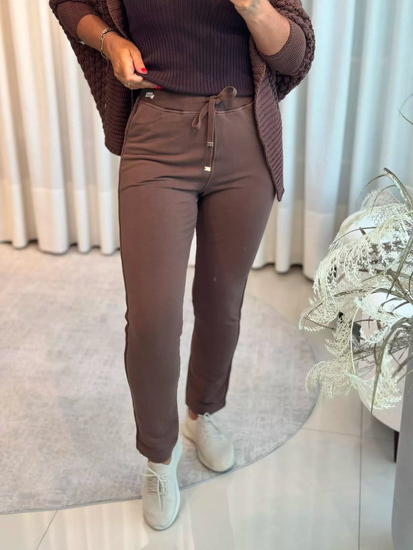 Calça Biamar De Moletom Com Cordão Marrom