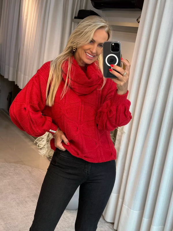 Blusa Biamar Com Gola Removível Vermelho