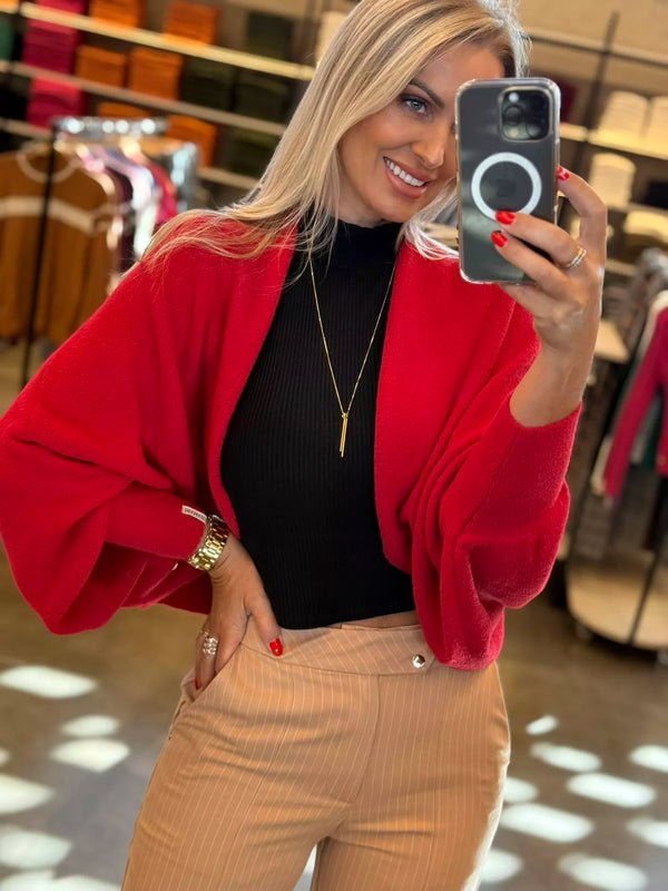 Bolero de Fio Pluma Vermelho
