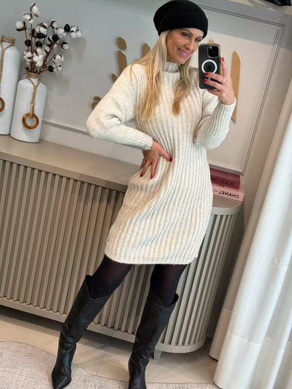 Vestido Biamar Canelado Com Bege 3005