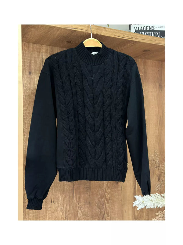 Blusa Abenção Trançada Com Moletom Preto